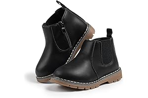 Adorable Black PU Leather Boots for Toddler Girls