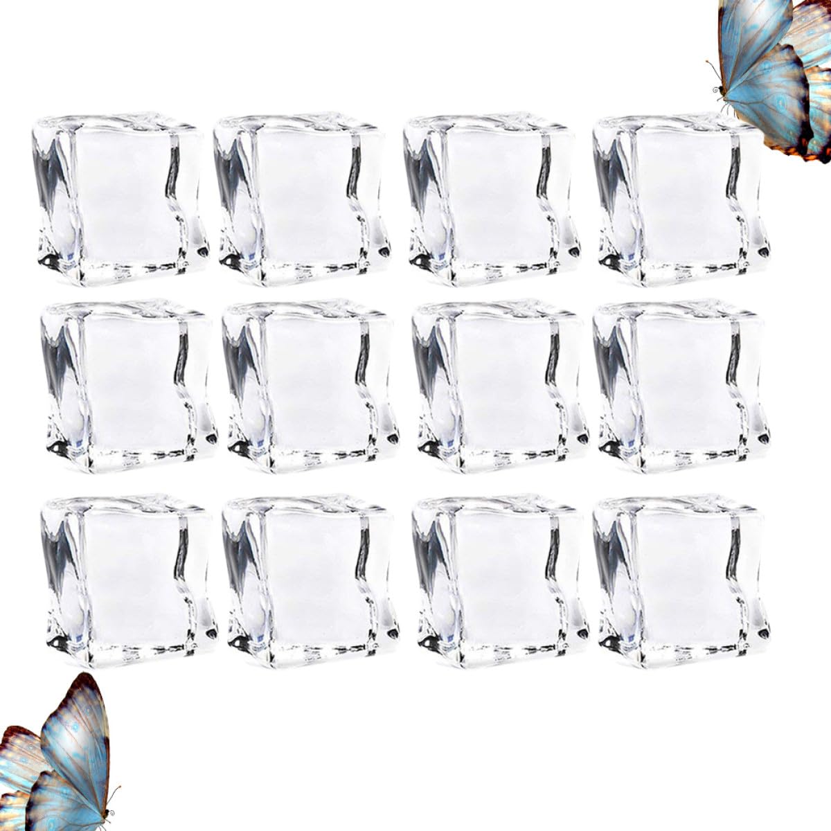 Wiederverwendbare Acryl Eiswürfel Unregelmäßig Transparent 48 Stück Leicht Realistische Dekoration Tischstreu Deko für Party