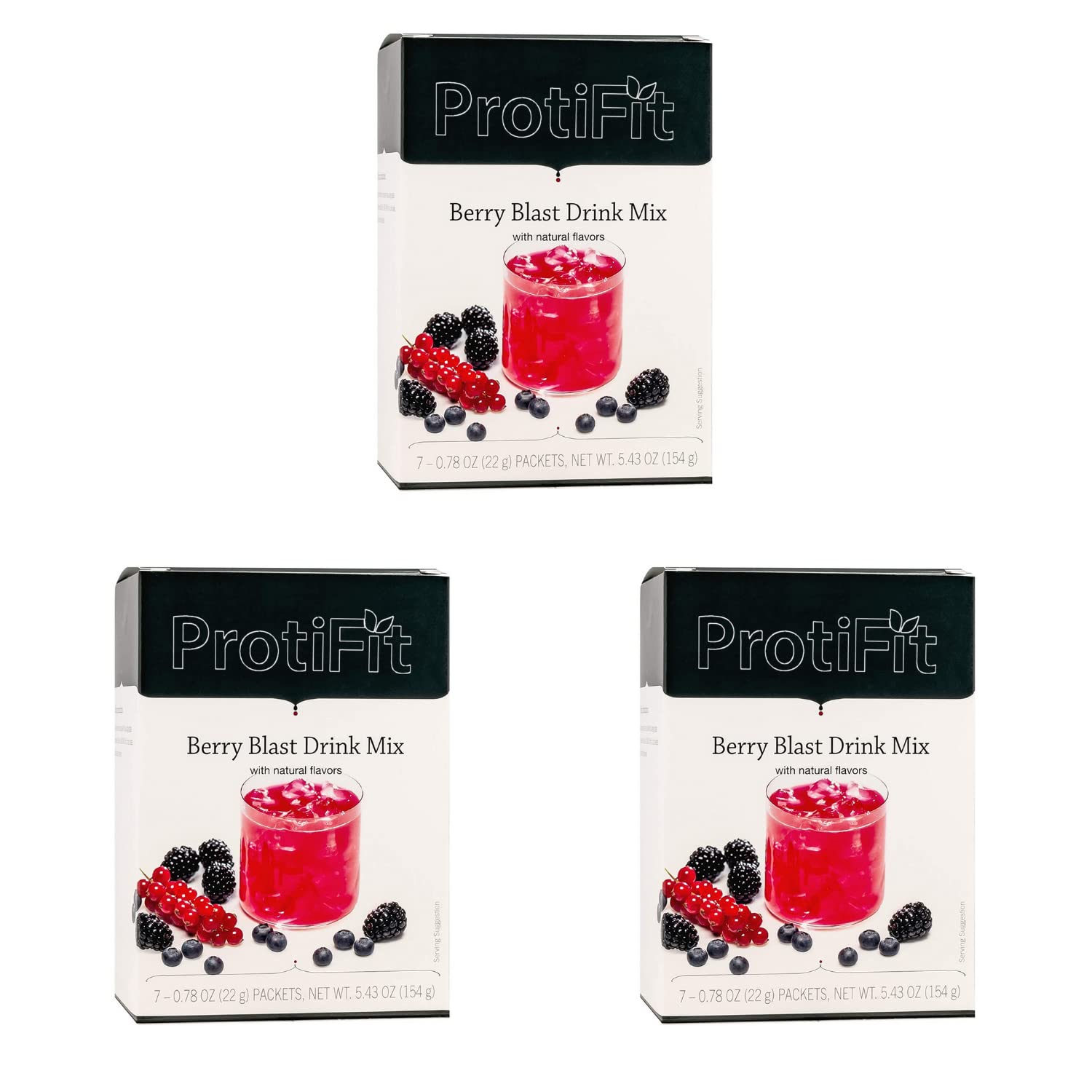 PROTIFIT - Bebida de frutas Berry Blast alta en proteínas (paquete de 3), 15 g de proteína, baja en calorías, sin azúcar, ideal para proteínas, 7 porciones por caja (paquete de 3)