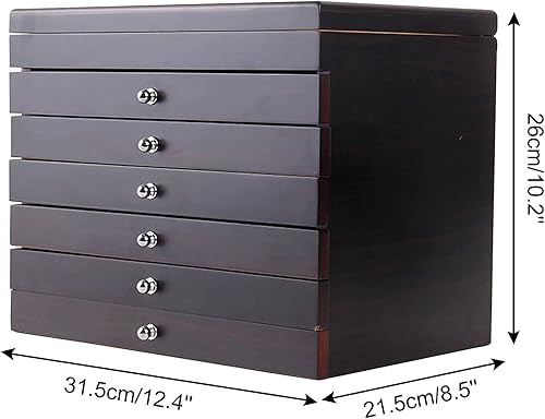 Miniatura 5 de HXSD Caja organizadora de 78 ranuras para pluma estilográfica, bandeja de almacenamiento de madera, cajón, soporte para bolígrafos con tapa de