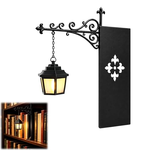 Library Lantern Mini Bookshelf Lamp, Vintage Hanging Lantern Book Shelf