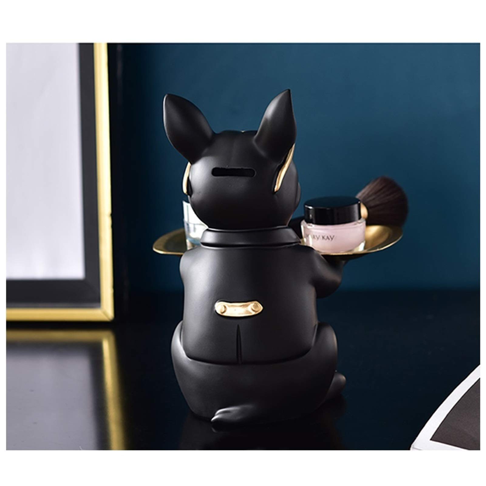 XinHuiGY Noir Clé Plat Bijoux Plateau Clé Plateau Organisateur Une Commode Décor Clé Plat Bibelot Plat Pendre La Crémaillère Cadeau (Ovale