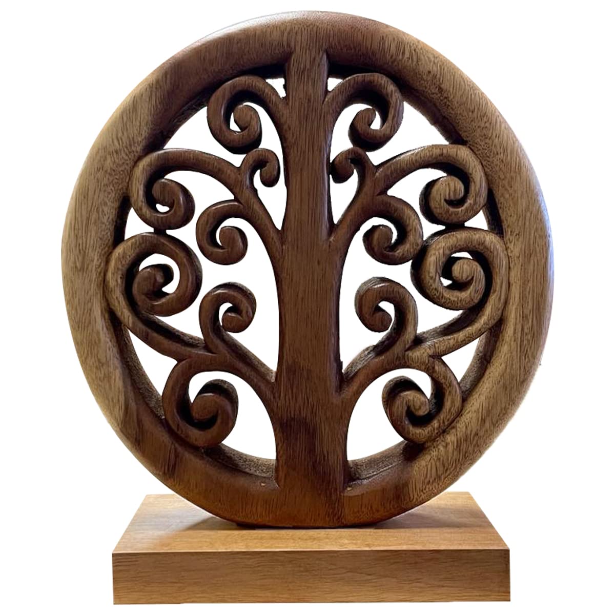 DecozenHandcrafted Solid Wood Tree of Life Sculpture from Daughter, Son, Husband - Ideal for Home, Mantel, Fireplace, and Foyer Decor - Tabletop Accent
