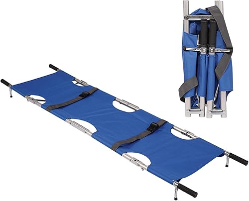 RUANLOV Camilla plegable para emergencias médicas, camilla de ambulancia portátil con mango de goma, aleación de aluminio de alta calidad, portátil,