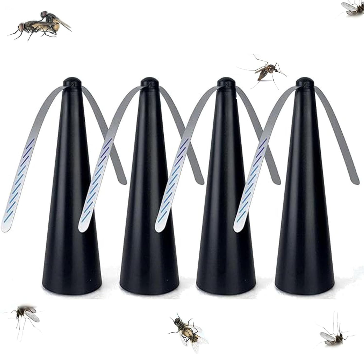 4 Packs Outdoor Fly Repellent Fan, Outside or Inside Table Use, Fly Fans for Tables Fly Fan for Patio Keep Flies and Bugs Away, Battery Operated, Portable Repeller Fans Safe Insect Killer
