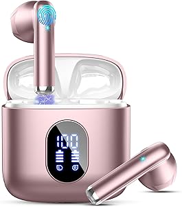 Wireless Earbuds, Bluetooth 5.4 Headphones 2026 Wireless Headphones with Deep Bass, New Mini Bluetooth Earphones in Ear 4 ENC Mic, Noise Cancelling Ear buds 30H Bluetooth Earbud Dual LED Display USB-C