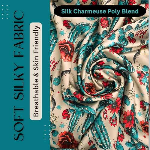 Wild Rag Silk Scarf 36'', Western Cowboy Bandana Square Silky Wild Rags,Grey Teal Cactus Tibal Scarves for Men & Women3