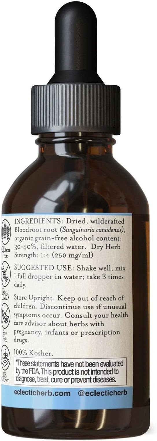 Eclectic Herb - Bloodroot Extract | Pure Herbal Drops for Immune Support | Natural Immune System Support | Vegan, US-Grown, Non-GMO, Gluten Free (2 fl oz | 60 ml)