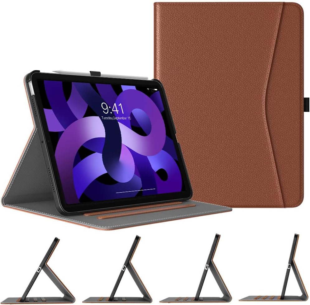 TiMOVO Case for New iPad Air 4th Generation, iPad Air 4 Case (10.9-inch, 2020), [4 Viewing Angles] PU Leather Folding Folio Stand Cover, Support 2nd Gen Apple Pencil Charging, Brown