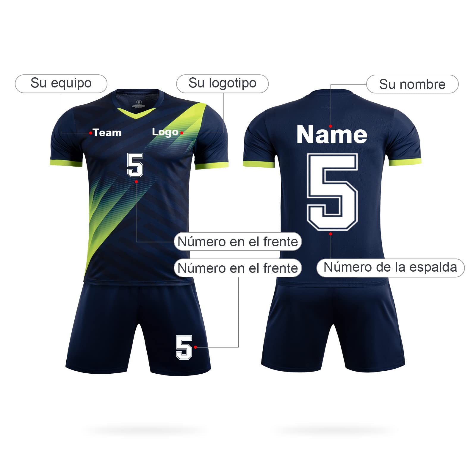 LAIFU Equipaciones Futbol Niño Hombre Personalizadas Camisetas Futbol Hombre Niño con Nombre Número Logo del Equipo