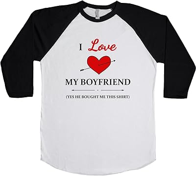 I Love My Boyfriend T Unisex Baseball Long Sleeve Tee White-Black X-Small