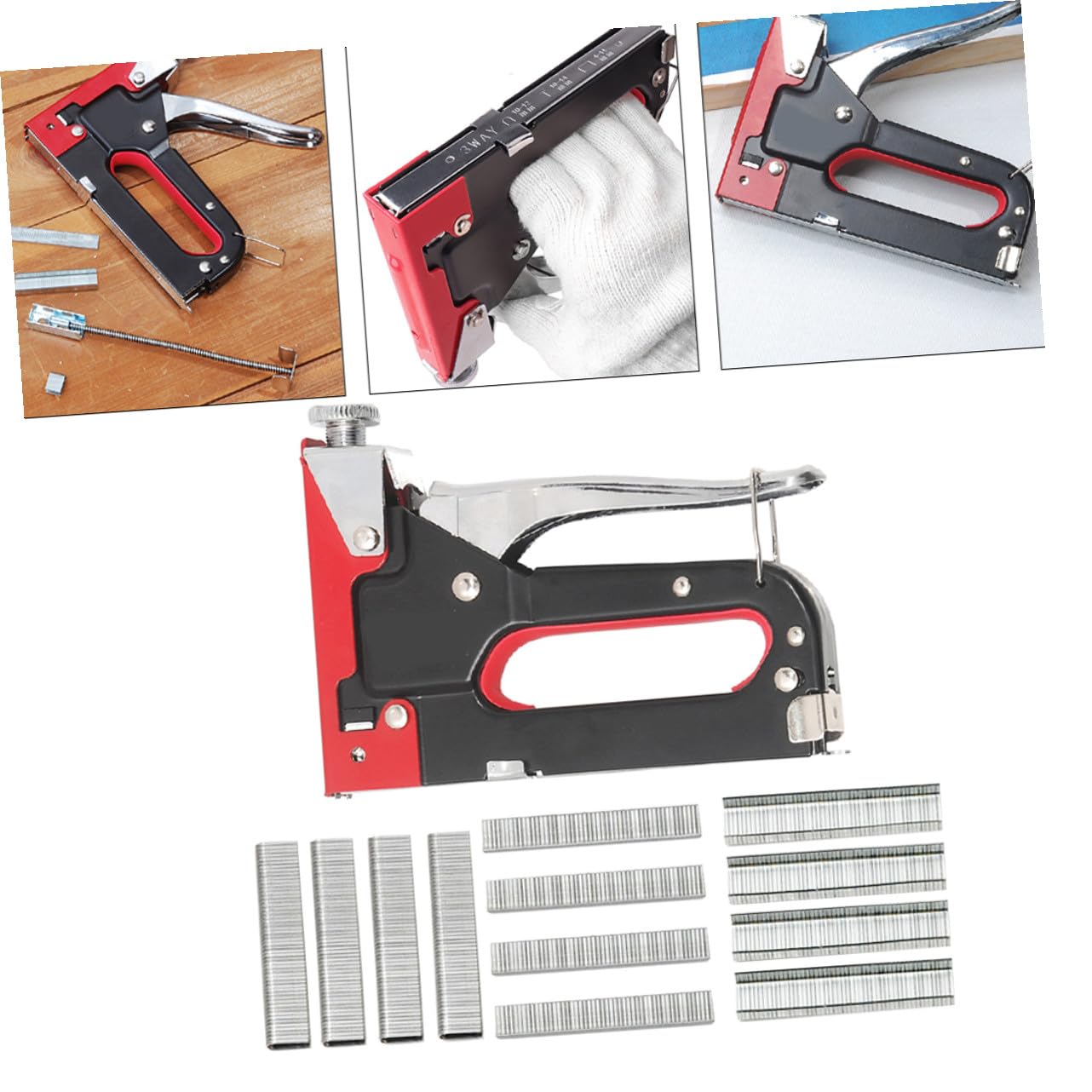 Mipcase Puntatrice Manuale 3 in 1 in Metallo Meccanismo Regolabile a Molla e Impugnatura Ergonomica Curva per Uso Multiplo a Forma di U a Forma di T
