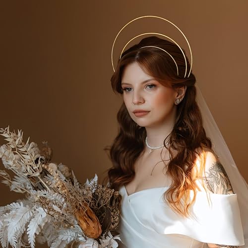 Miniatura 3 de Corona de ángel con halo de 3 capas de metal Queen DIY, diadema dorada para disfraz de mujer, disfraz de mascarada, cosplay, fiesta de Halloween