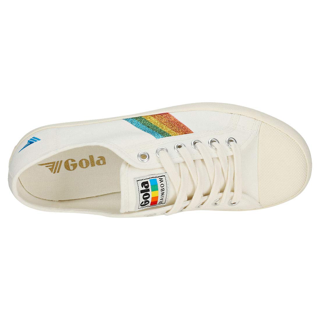 Gola Coaster Rainbow Glitter Womens Trainers Off White Multicolour