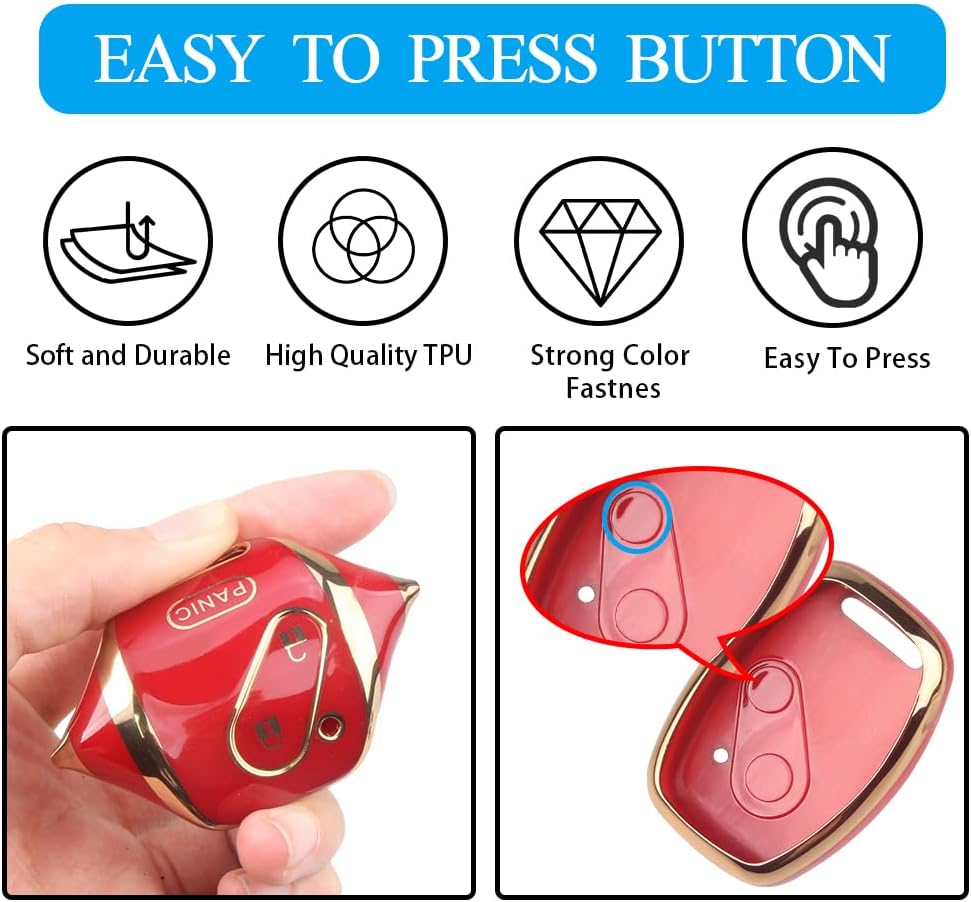 MILD EAST for Honda Key Fob Cover with Keychain, Car Key Case Shell Protector for Honda Accord 2003-2012 | Civic 2006-2013 | Pilot 2005-2015 CRV CRZ Fit Odyssey 3 Buttons Smart Remote Control, Red image 5