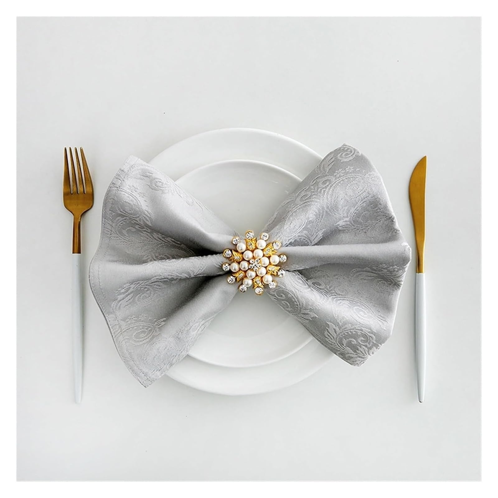 Napoles de Tela de poliéster, Servilletas de Mesa 6 Piezas Jacquard Multicolor Lavable cumpleaños decoración Fiesta Boda(Grey3)