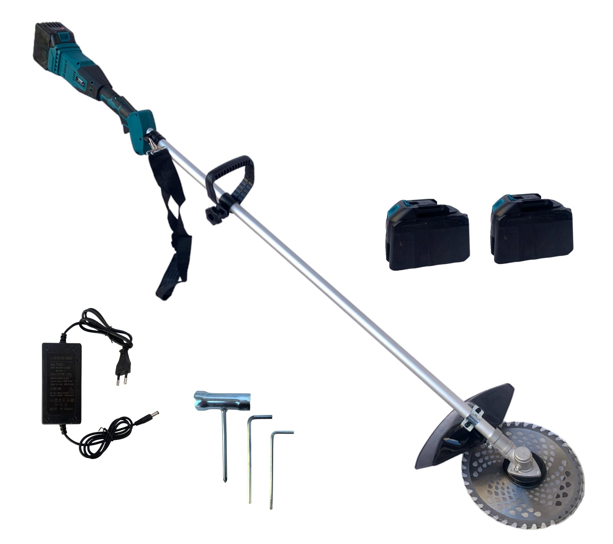 Decespugliatore Elettrico a Batteria Litio 88V Tagliaerba Tagliabordi Rasaerba Senza Fili include due Batterie, Caricabatterie e disco 40T ideale per giardinaggio fai da te