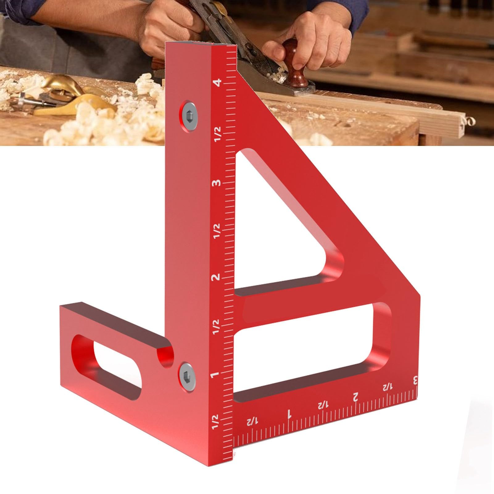 Dreieck-Messlineal mit Mehreren Winkeln (45°/90°) aus Aluminiumlegierung, hochpräzise für Holzbearbeitung, Linienzeichnungen und Gehrungsreißer