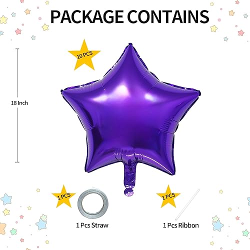 Miniatura 30 de KALOR Globos de Mylar de estrella rosa intenso de 18 pulgadas, 10 globos de helio en forma de estrella para bodas, baby shower, decoraciones de Rosa