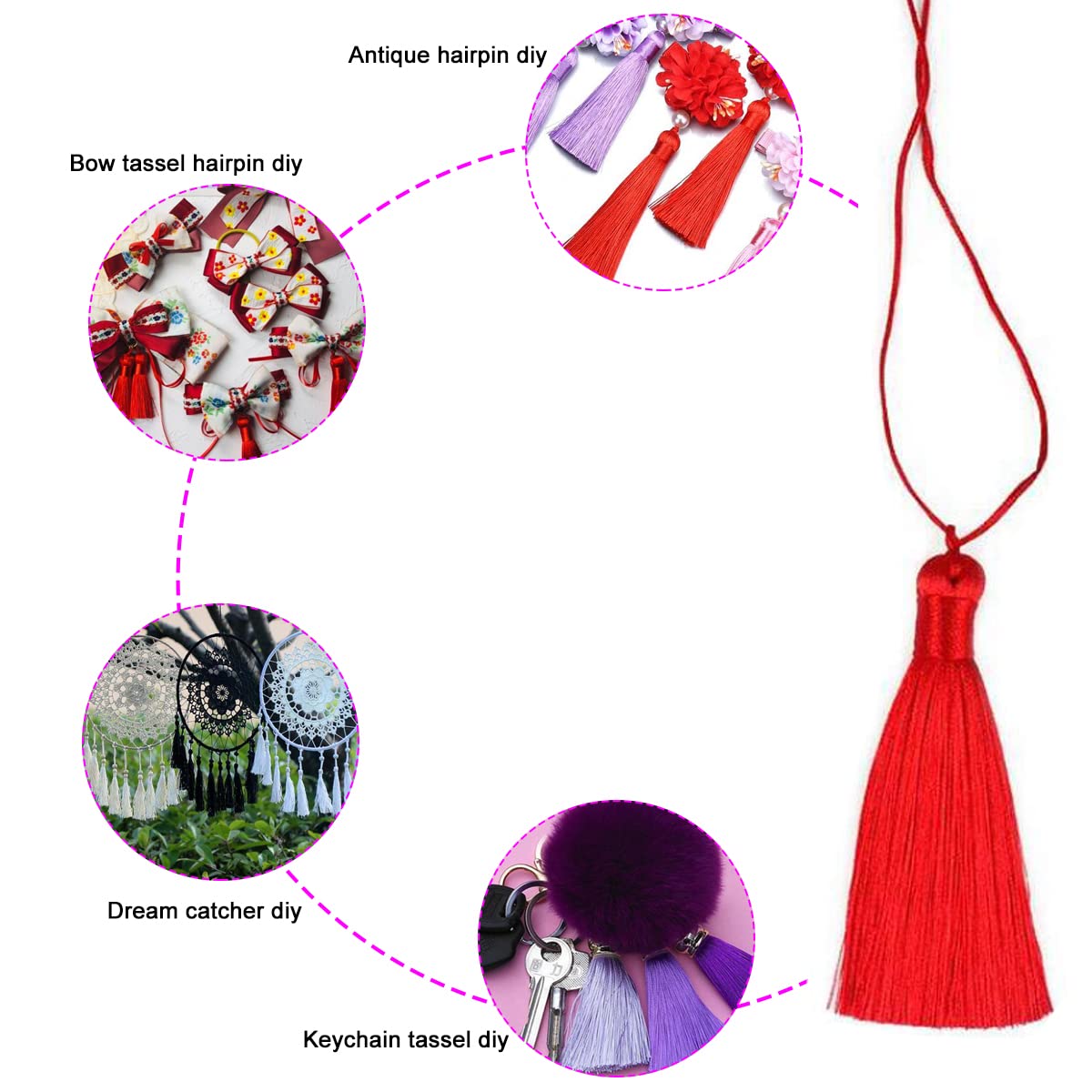 FZBNSRKO 50pcs Chinese Knot Tassel,3.15 Inch Beaded Tassels For Crafts Mixed Silky Tassel Satin Chinese New Year Decorations For Jewelry Making DIY Craft Party Wedding