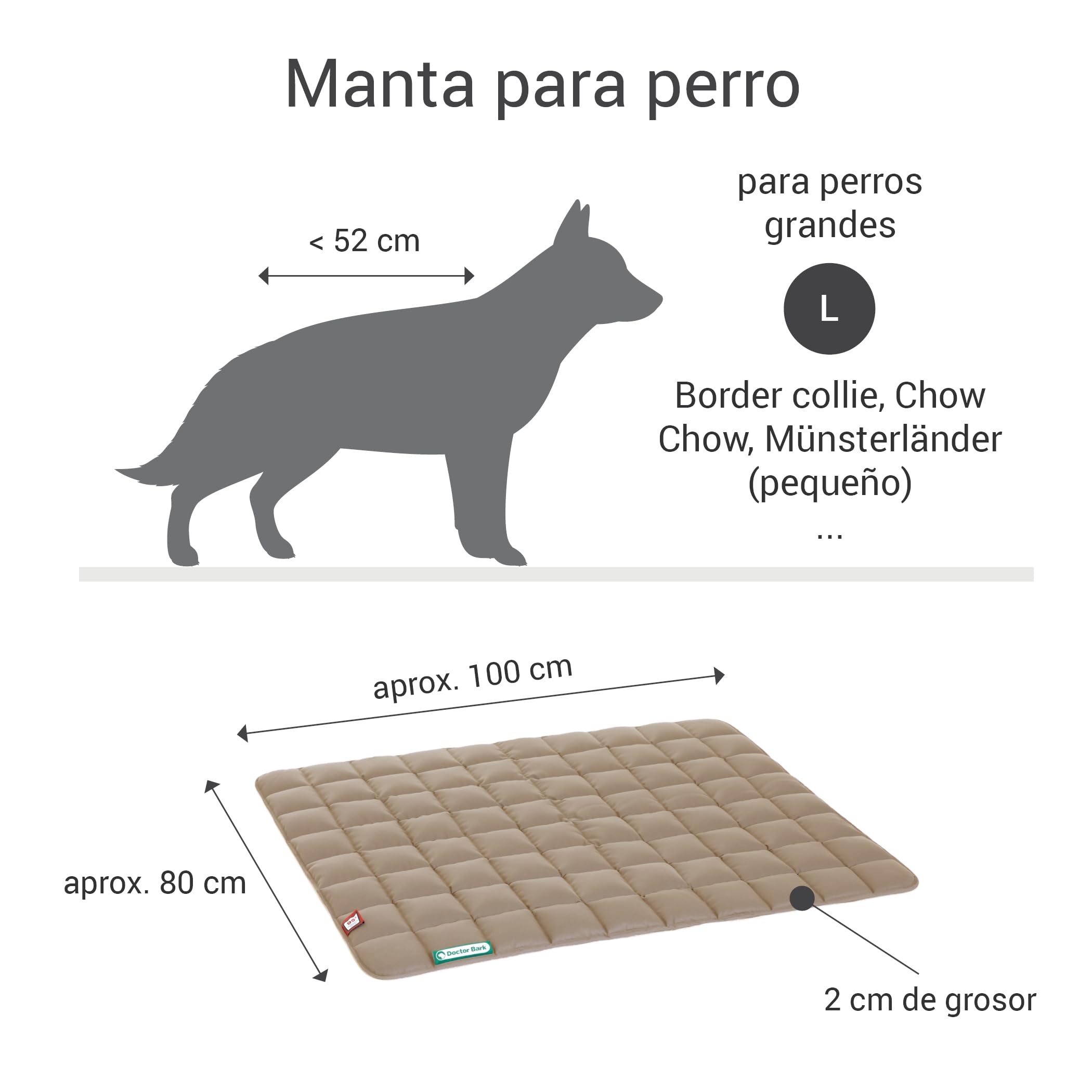 Doctor Bark Manta para Perros, Suave, Perros Grandes, Resistente, para Interior y Exterior, Lavable hasta 95 °C (Talla L, marrón Dorado)