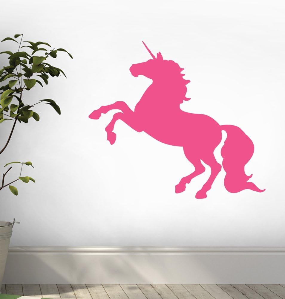 Unicorn Silhouettes Style 3 - Hot Pink Wall Decal - 42 Inches W x 38 Inches H - Peel and Stick Removable Graphic