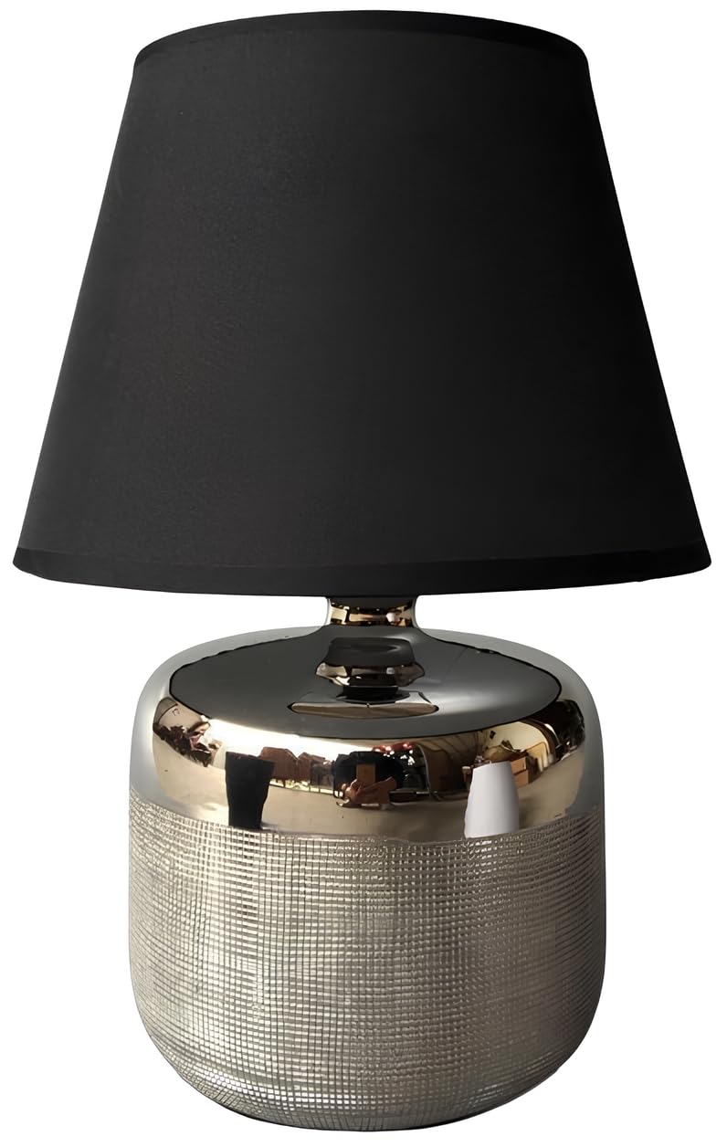 Lámpara de mesa moderna negra de 40 W y dimensiones L25xL25xH34CM para salón