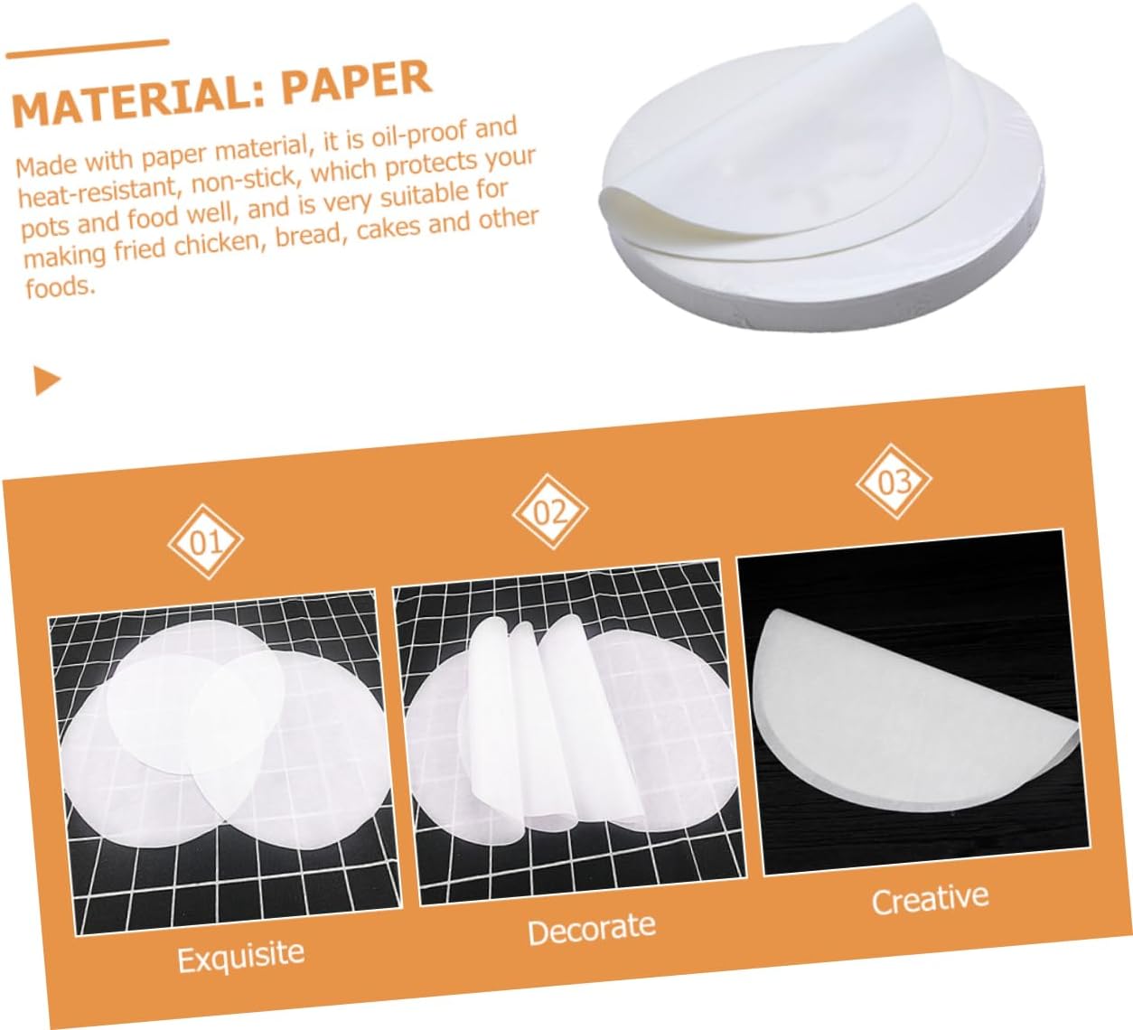 KICHOUSE Non-stick Baking Sheets 500 Sheets Round Parchment Paper for Easy Baking Grilling Cake