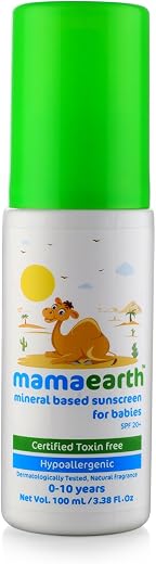 Mamaearth Mineral Based Sunscreen Baby Lotion SPF 20+,Hypoallergenic,100ml,(0-10 Years)