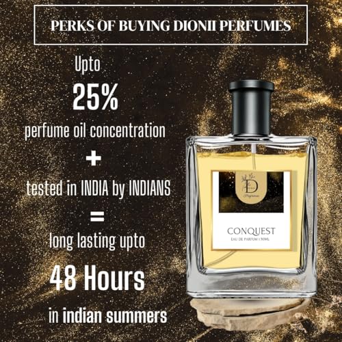 Image of DIONII CONQUEST Mens Eau De Parfum Perfume | Long Lasting Spicy Fragrance With Bay Leaf & Jasmine, 50 ML