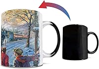 Vista 6 de Morphing Mugs Thomas Kinkade - Lionel - All Aboard for Christmas - Estación de tren - Ciudad pequeña - Una taza de cerámica que cambia