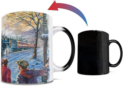 Miniatura 6 de Morphing Mugs Thomas Kinkade - Lionel - All Aboard for Christmas - Estación de tren - Ciudad pequeña - Una taza de cerámica que cambia de color de