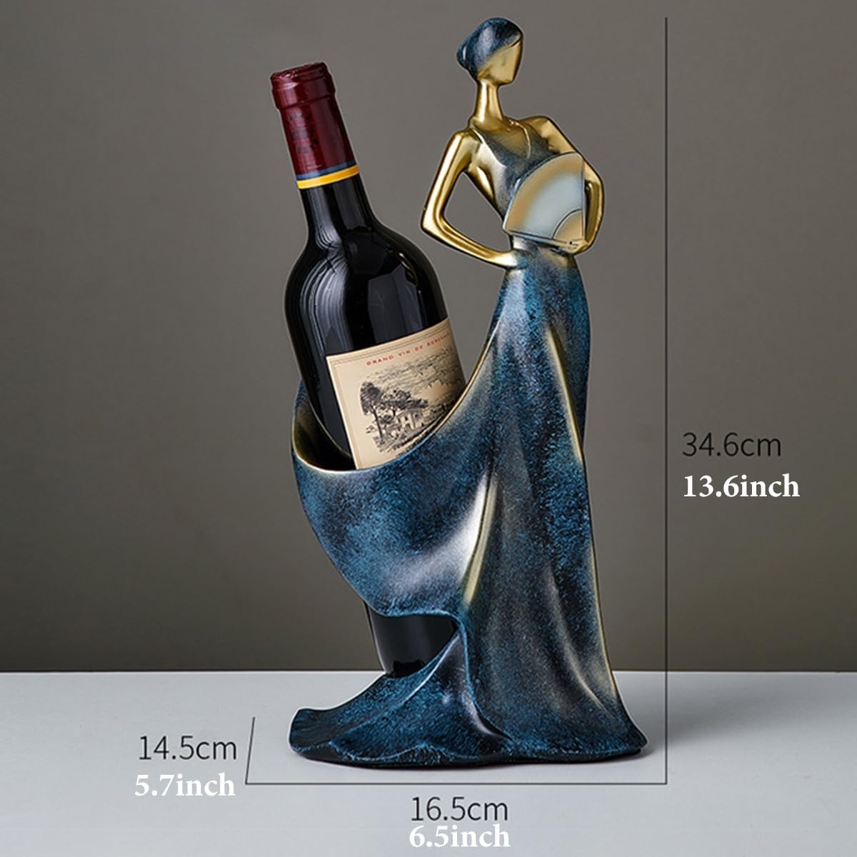 Wine Bottle Holder Stand, Single Wine Bottle Holder, Beauty Lady Statue Wine Rack, Resin Decoration Wine Cork Holder Decor for Living Room Kitchen Pantry Bars Cabinets