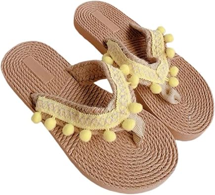 Boho Straw Sandals Summer Beach Flip Flops Colorful Woven Crochet Casual Open Toe Slides