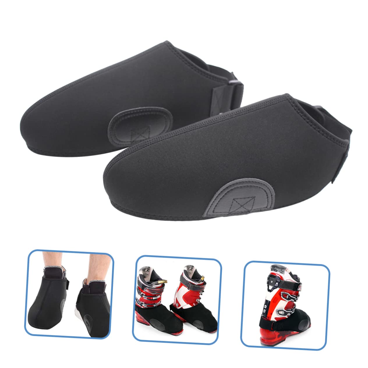 Garneck 1Pair Portable Windproof Ski Boot Covers for Men and Women Freeze Overshoes Protectors Neoprene Insulated Shoes Covers