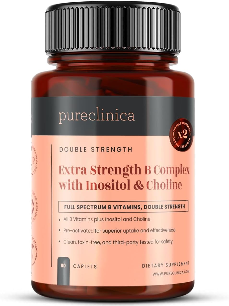 Extra Strength B Complex with Inositol & Choline x 90 Caplets – High-Potency B Vitamins for Energy, Brain & Nerve Support – 3 Months Supply