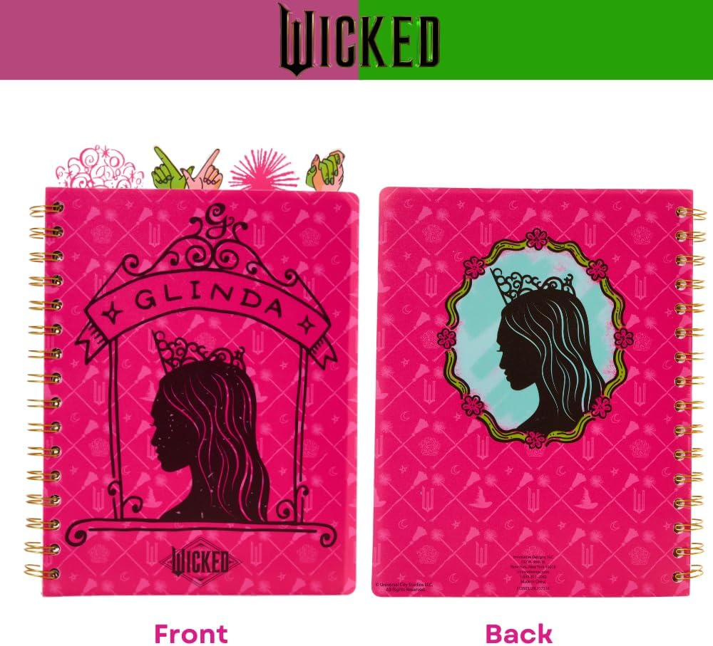 Wicked Tab Journal Notebook, Spiral Bound, 96 Lined Pages, 8 x 7 inches, Glinda