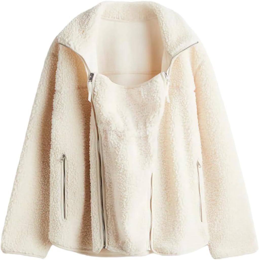 Women's Fleece Zip Up Maternity Jacket Fall Winter Coat Mom Cozy Thicken Sweatshirt Jacket Clothing