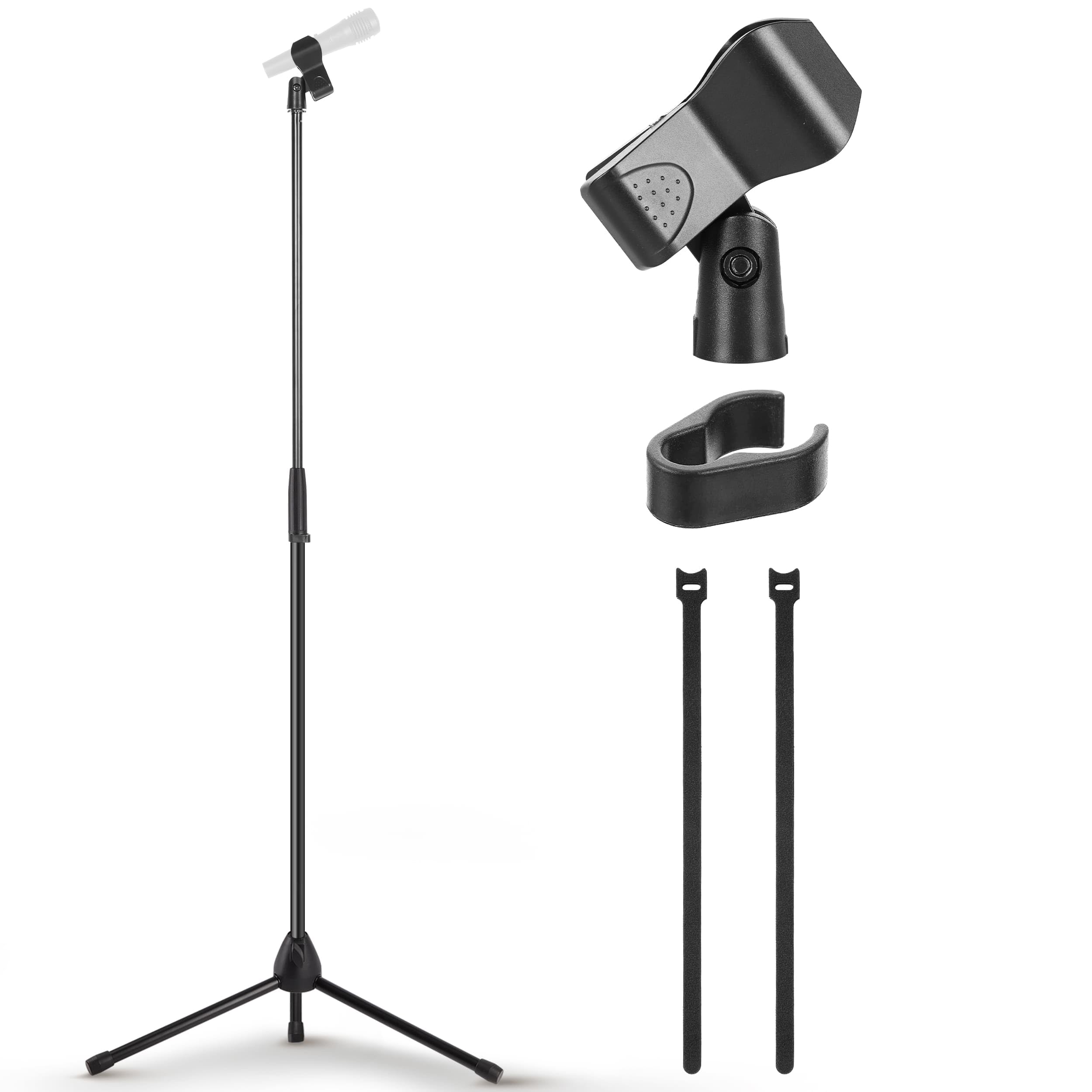 Pyle Tripod Microphone Stand, Height Adjustable from 39.37" to 66.14'', Mic Stand for Floor, Sturdy and Durable Build, Non-Slip Rubber Feet, With 5/8"