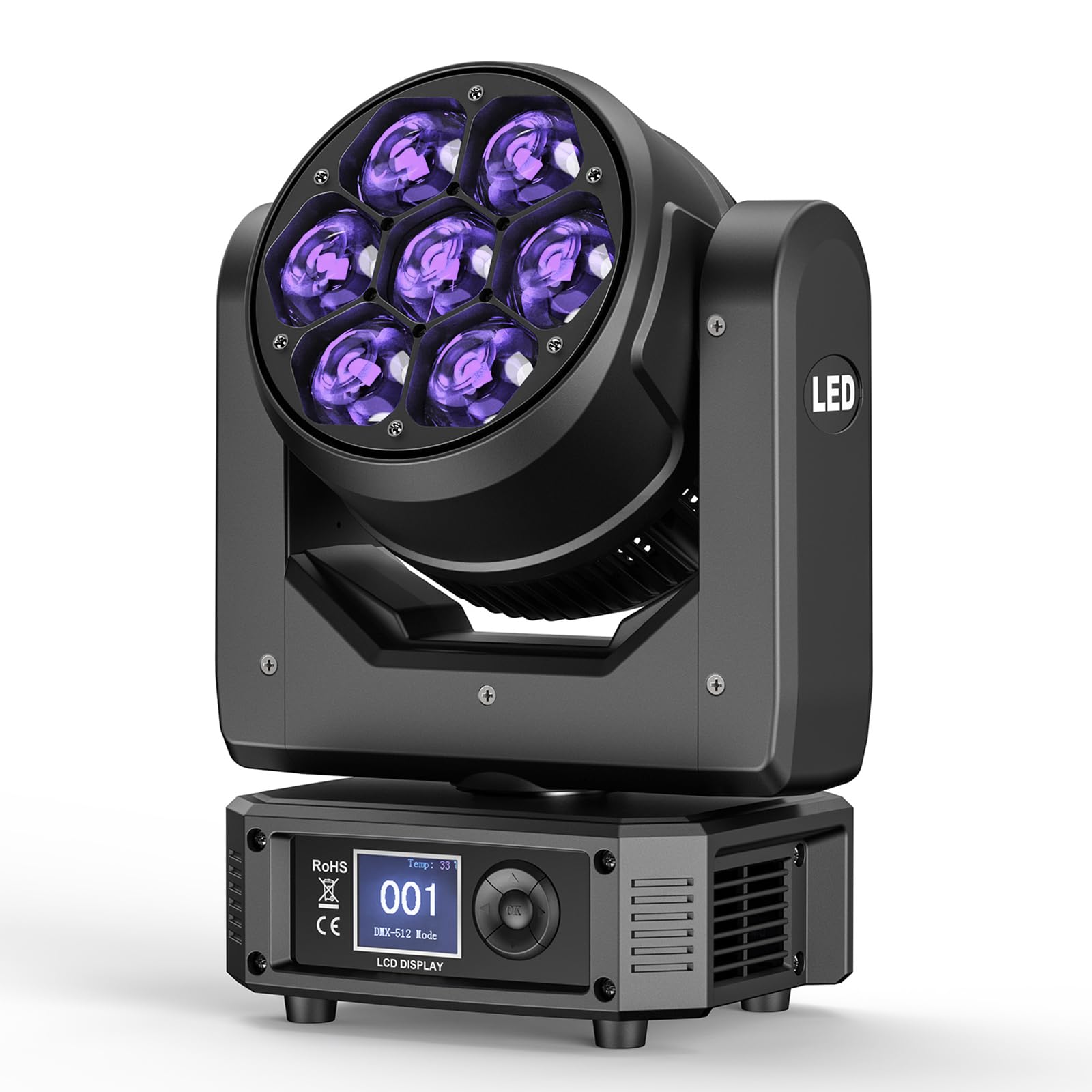 7X40W Teste Mobili LED RGBW Luci Discoteca Beam Funzione Zoom Effetto Luce Discoteca per Natale Feste Concerti Matrimoni Discoteca Eventi Bar Club