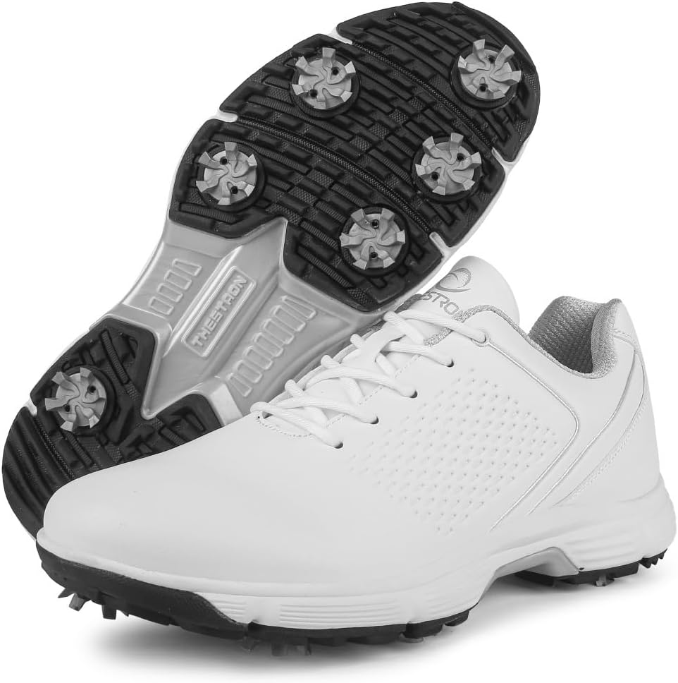 Golf Shoes for Men Spiked Waterproof Breathable Golf Shoes - Lightweight Golf Training Sneakers Comfort for Walking 18 Holes