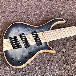 KEPOHK Guitare basse électrique à 4 cordes à la main, touche en érable couleur bleue Tiger Flame Top Bass Gitaar - Les Beatles, Paul McCartney, John Lennon, RIngo Starr, George Harrison KEPOHK Guitare basse électrique à 4 cordes à la main, touche en érable couleur bleue Tiger Flame Top Bass Gitaar – Image 3