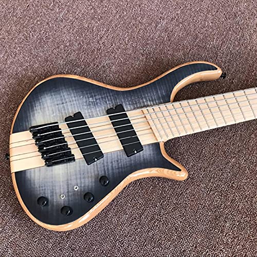 KEPOHK Guitare basse électrique à 4 cordes à la main, touche en érable couleur bleue Tiger Flame Top Bass Gitaar - Les Beatles, Paul McCartney, John Lennon, RIngo Starr, George Harrison KEPOHK Guitare basse électrique à 4 cordes à la main, touche en érable couleur bleue Tiger Flame Top Bass Gitaar – Image 4