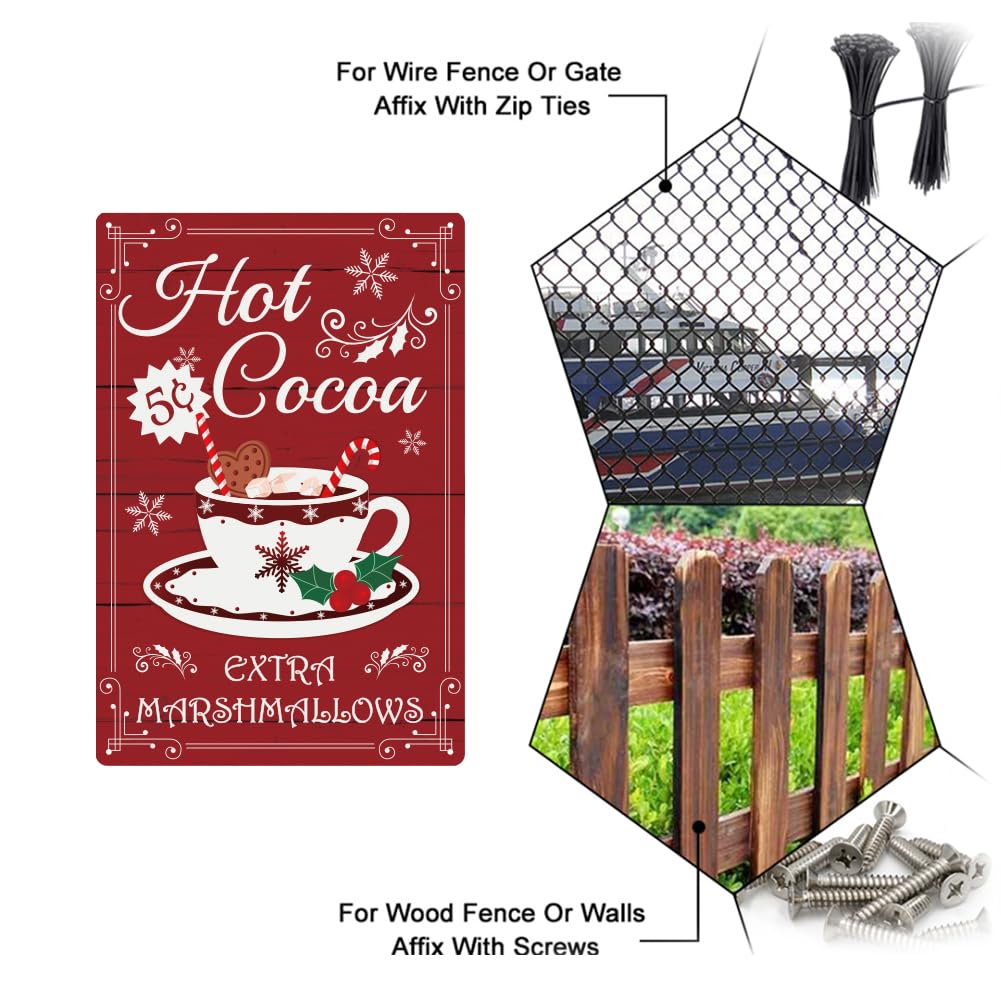 SUPERDANT Hot Cocoa Metal Tin Signs Merry Christmas Metal Sign Snowflakes Tin Sign Plaque Retro Metal Poster for Christmas Party Home Living Room Bars Cafes Pubs Decorations - Image 4