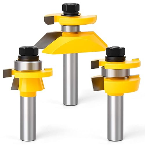 Miniatura 8 de MEIGGTOOL Juego de brocas para enrutador de 12 pulgadas, 3 piezas por juego de rieles de puerta de entrada extendidos y puerta de fresadora de