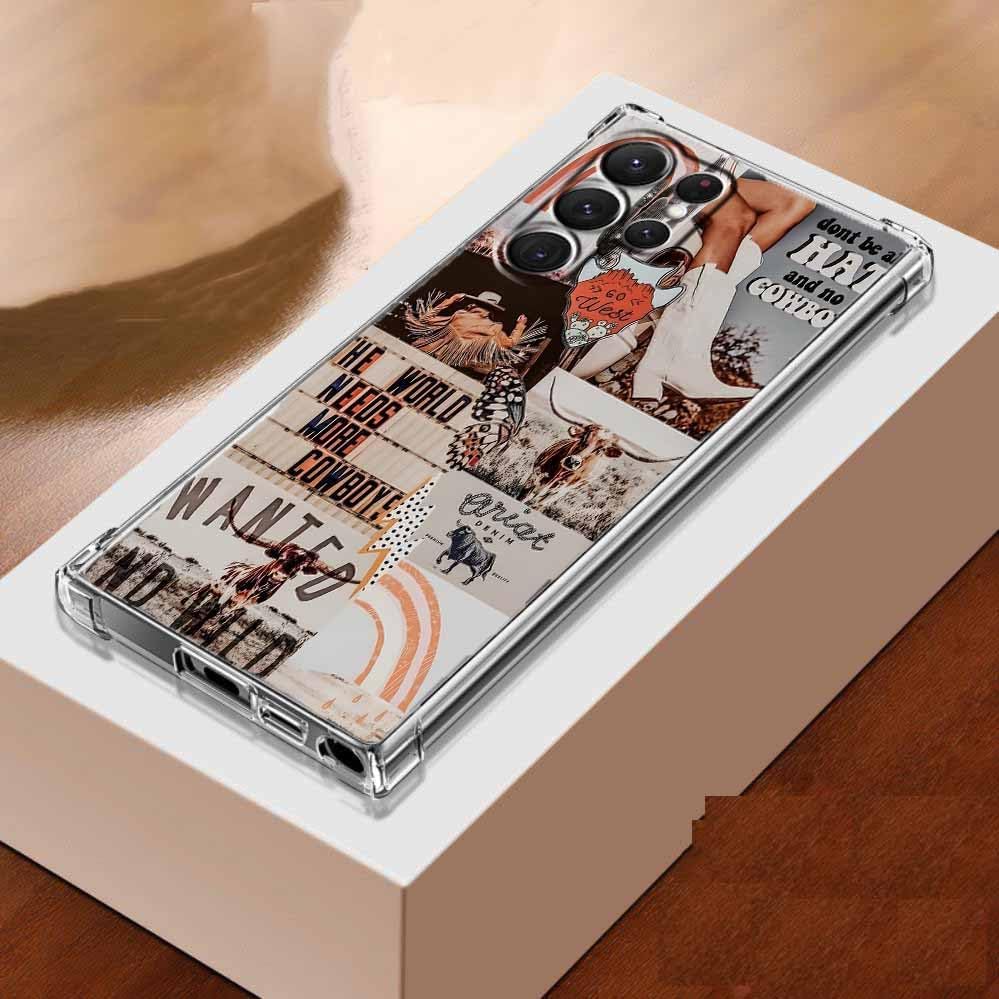 West Cowboy Case for Samsung Galaxy S25 Ultra,Western Country Art Collage,Trendy Soft TPU Protective Case Compatible for Galaxy S25 Ultra - Image 5