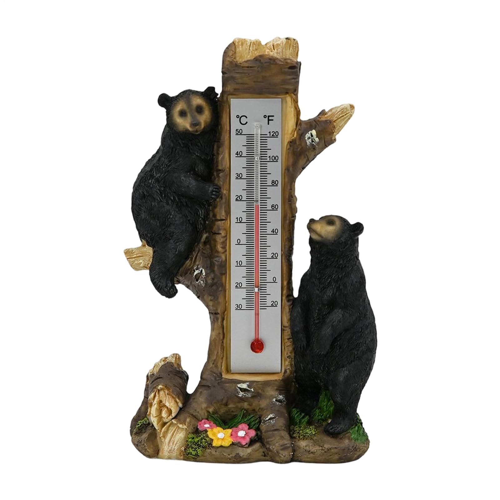 Temperaturmessgerät für das Haus, doppelte Skalenanzeige, Bären-Design im Baum, Innen- und Außenthermometer für Terrasse, Rasen, Garage, Veranda, Garten, Balkon, Überwachung der