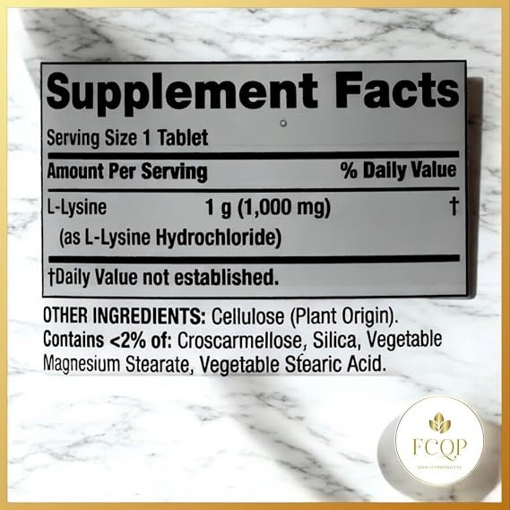 Spring Valley L-Lysine Dietary Supplement, 1000mg, 100 Tablets