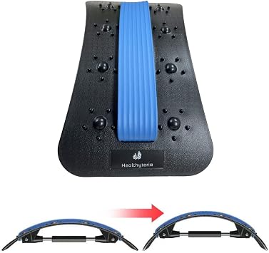 Back Stretcher Cracker, Back Stretching Device for Upper and Lower Back Pain, Back Massager for Bed and Chair, Spine Board Deck Back Popper with 3 Adjustable Settings Black