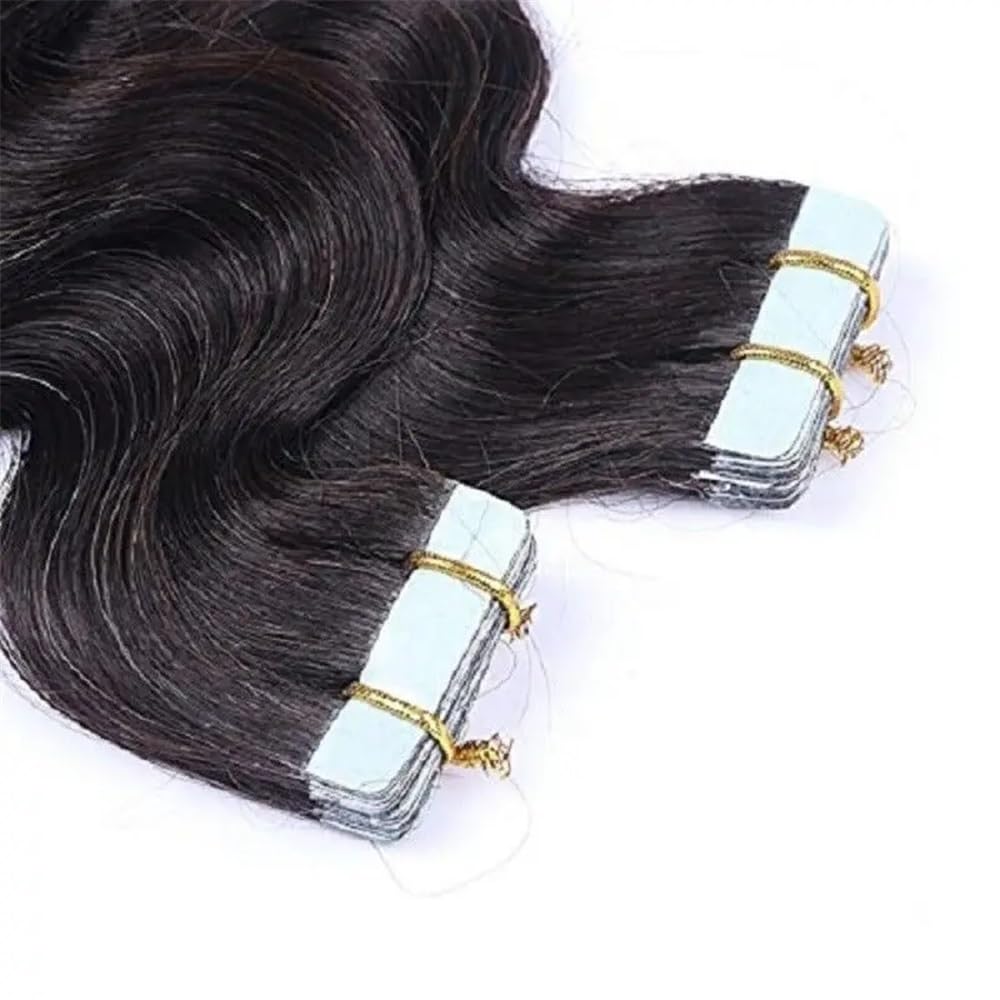 Cinta de onda de agua de 40 Uds en extensión de cabello humano for mujeres negras, extensiones de cabello de trama de piel suelta brasileña con extremos completos(20 inch)